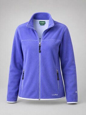 LL Bean Womens Medium Jacket Purple Polartec Full-Zip Fleece Sweatshirt